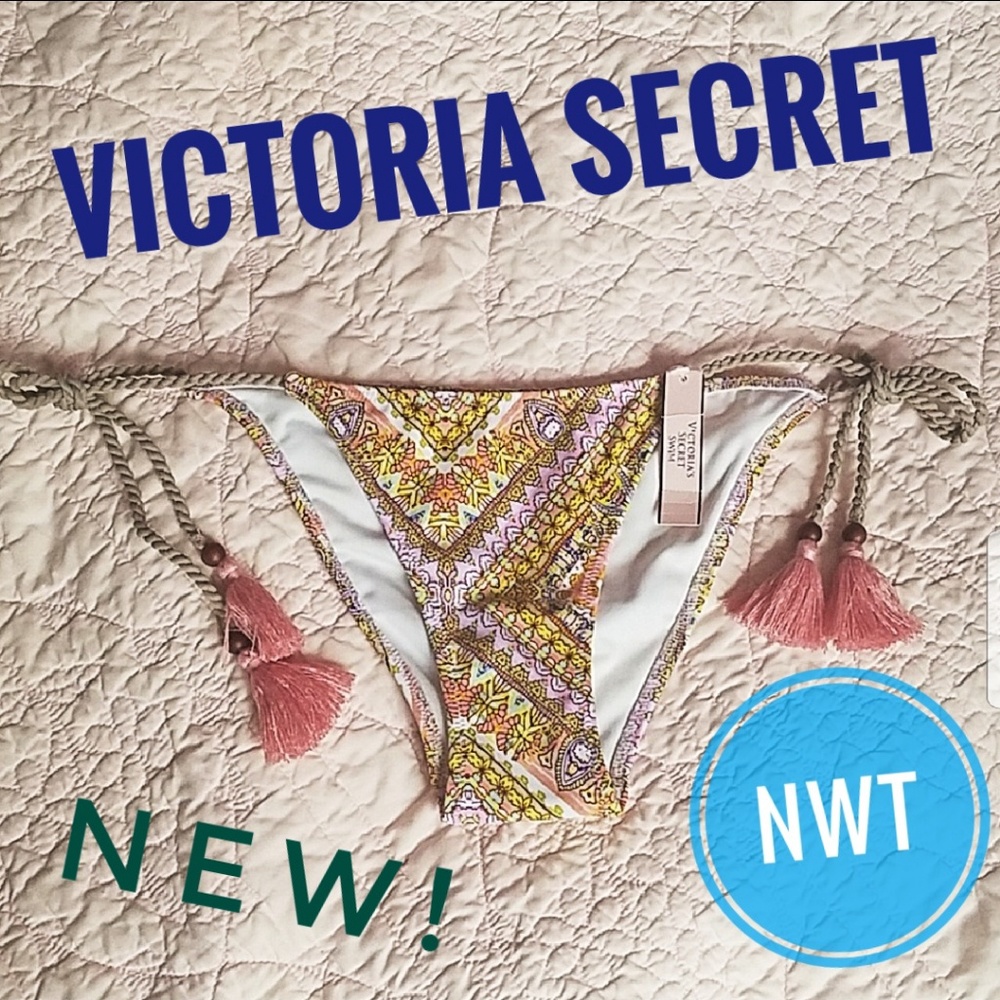 NWT VS swim bikini side tassel bottoms size XS
